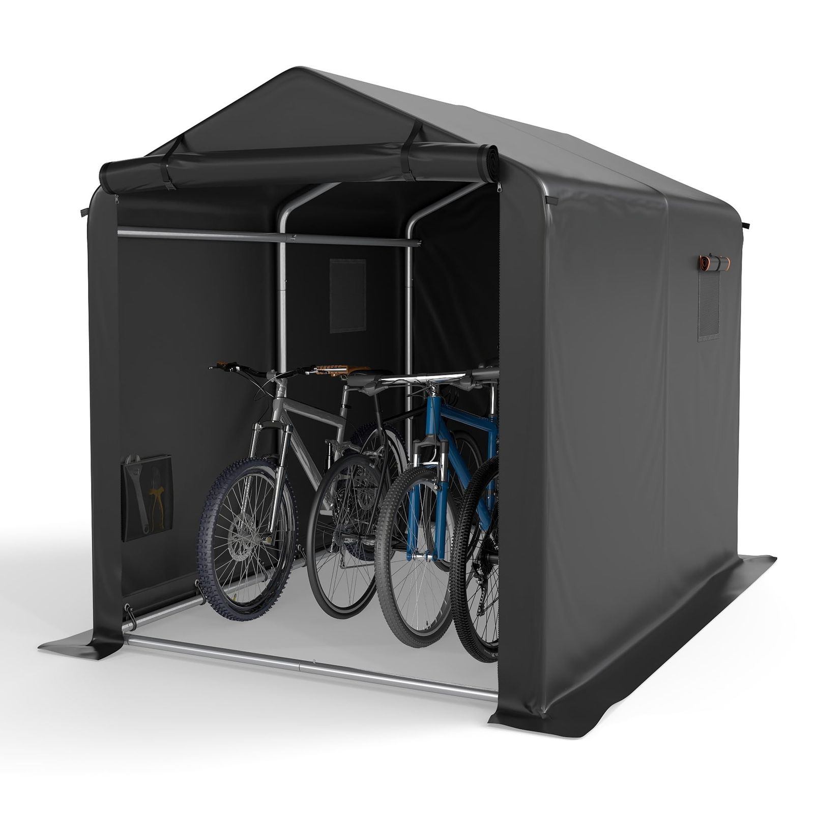 COVERONICS サイクルハウス 5台用 自転車置き場 屋外 バイクガレージ サイクルポート バイクシェルター 自転車 テント 防水防風防塵遮熱（ブラック 幅157×奥行220×高さ170cm）mt 2c296a05