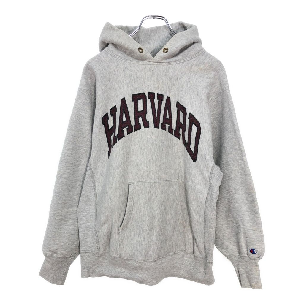 90年代 USA製 Champion チャンピオン HARVARD ハーバード REVERSE WEAVE リバースウィーブ パーカー グレー(メンズ L)中古 古着 V6123