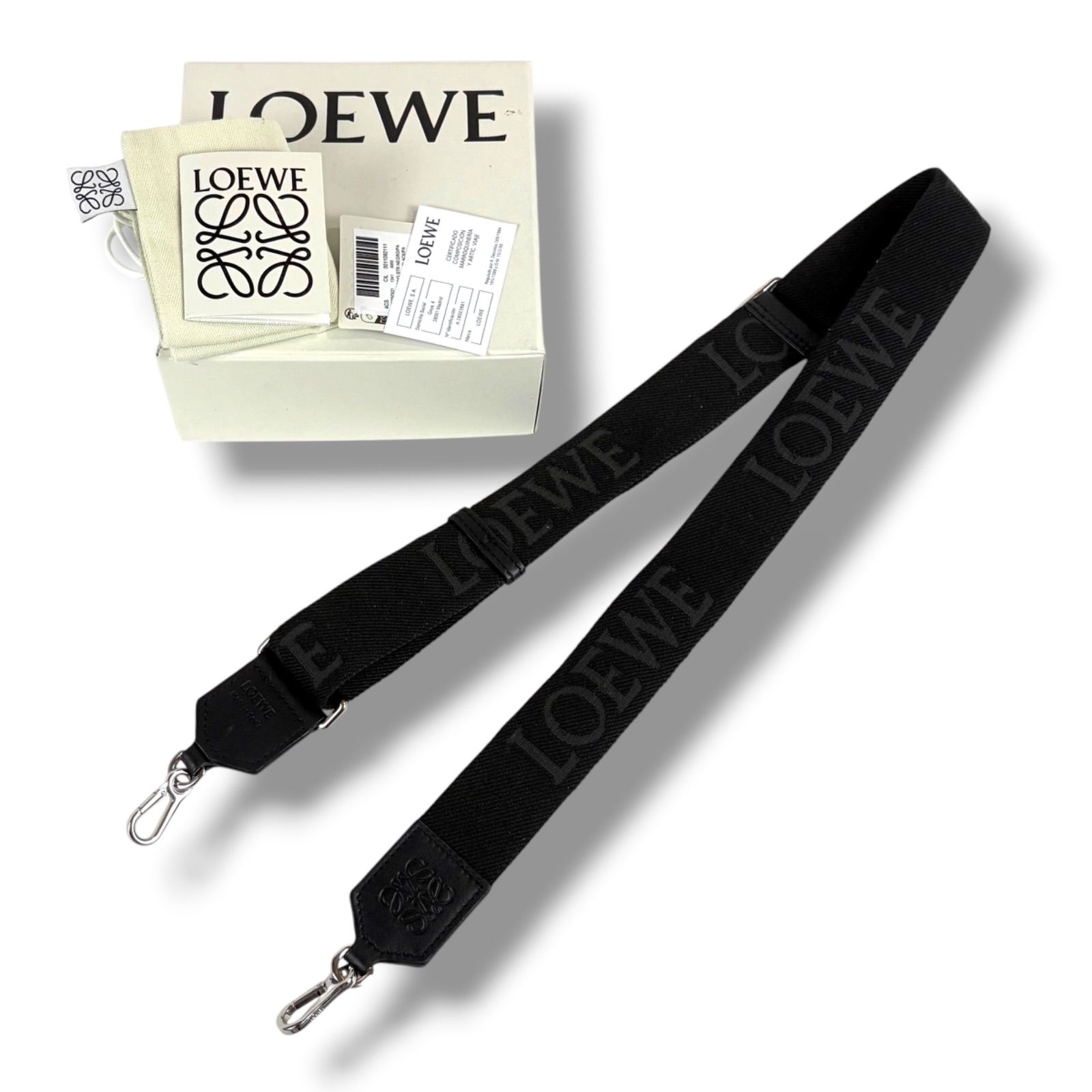 ロエベ LOEWE ウェビング ストラップ ジャガード カーフ ブラック 黒
