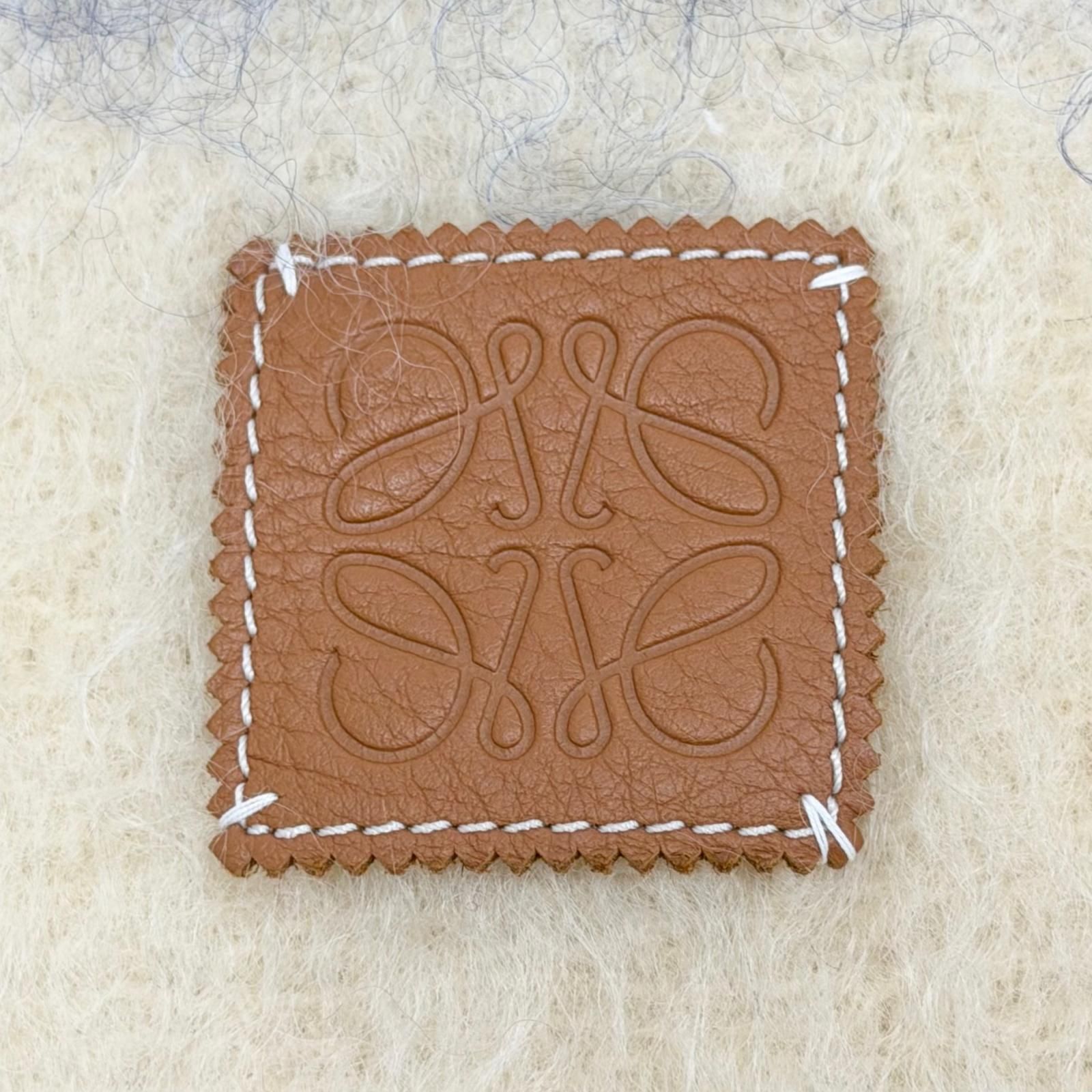 美品△LOEWE ロエベ ウール モヘア アナグラムレザーパッチ ボーダー