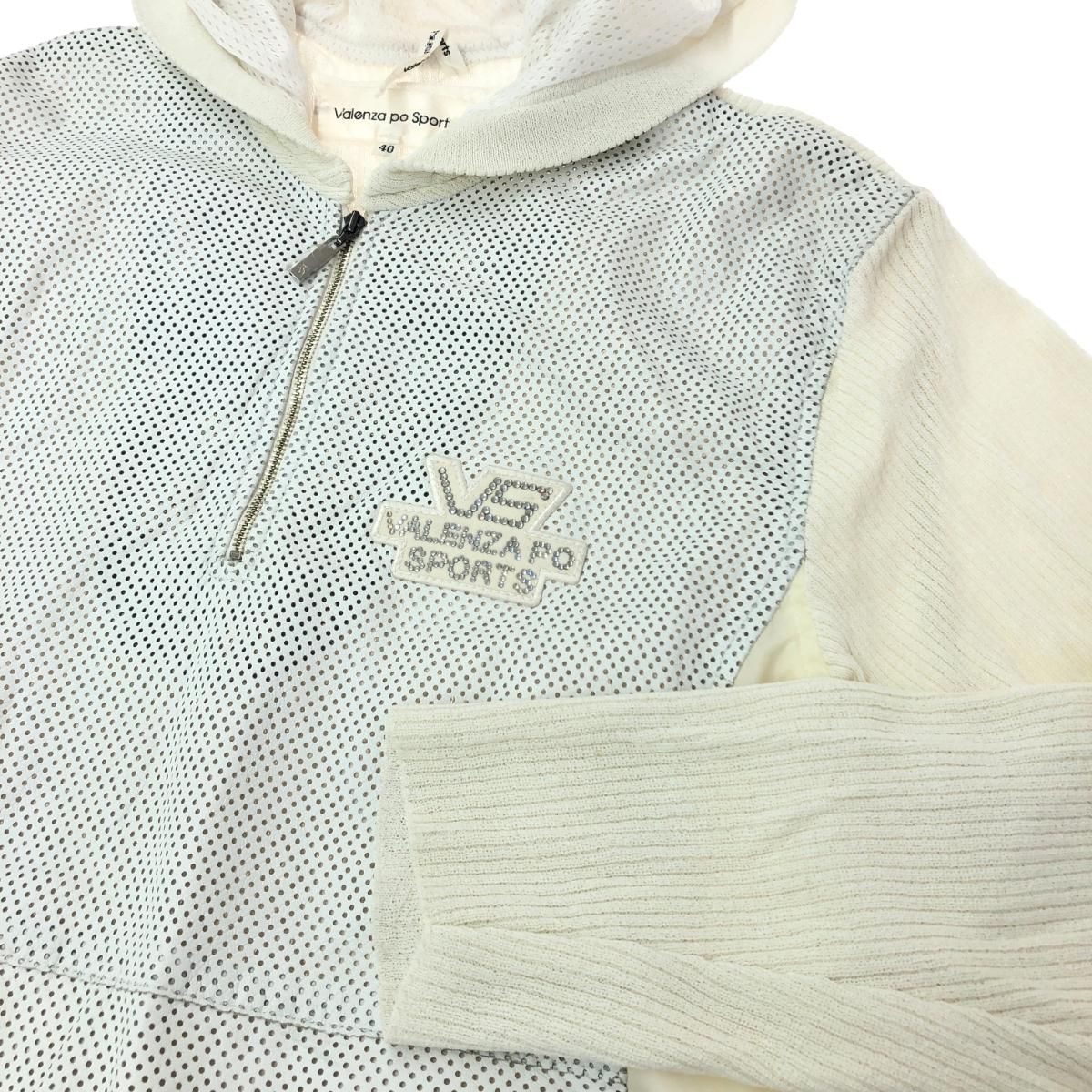 VALENZA PO SPORTS バレンザポースポーツ アノラックパーカー サイズ:40 ラインストーン/ハーフジップ   羊革 ホワイト メンズ / 243001005336 VALENZA PO SPORTS バレンザポースポーツ アノラックパーカー サイズ