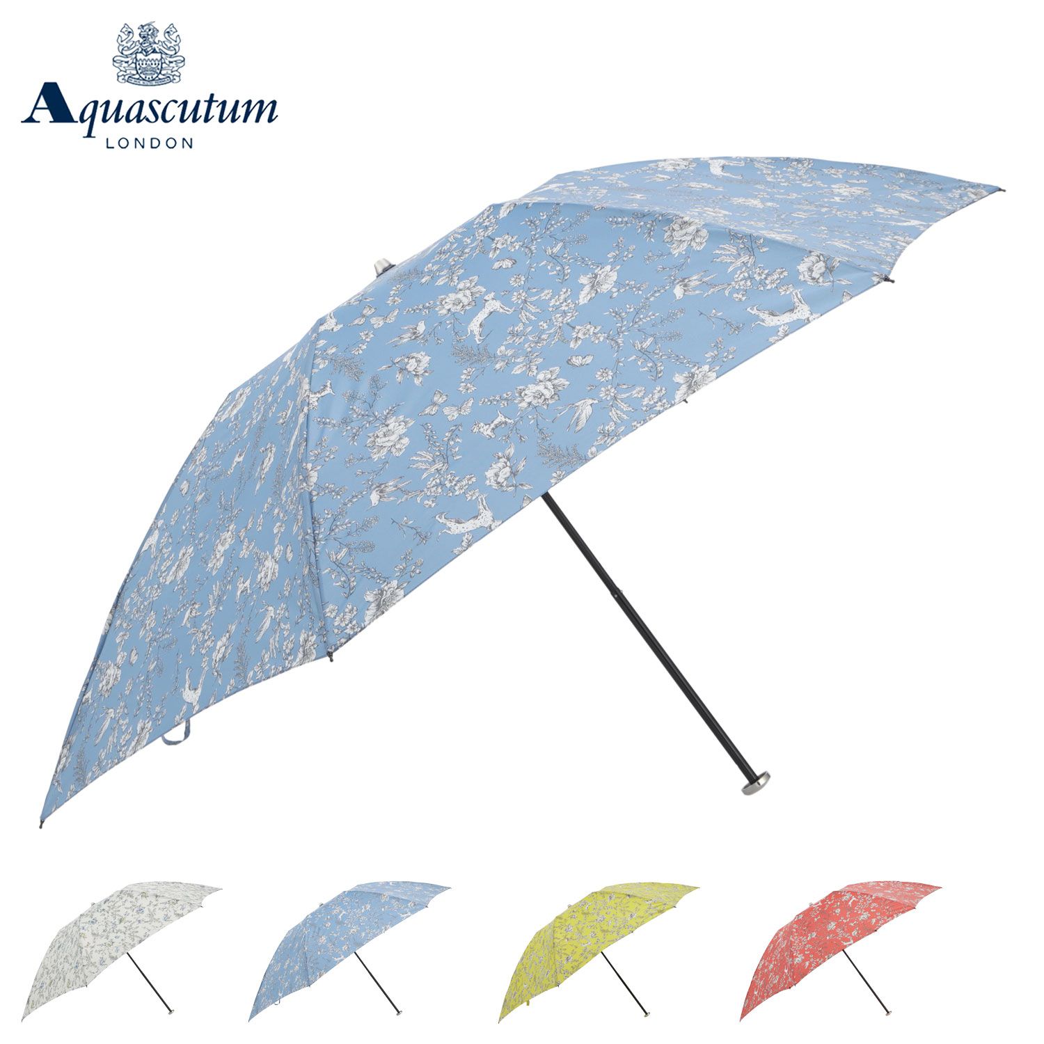 アクアスキュータム AQUASCUTUM 折りたたみ傘 雨傘 ボタニカルプリント レディース 60cm 軽量 日本製 1AQ 17196