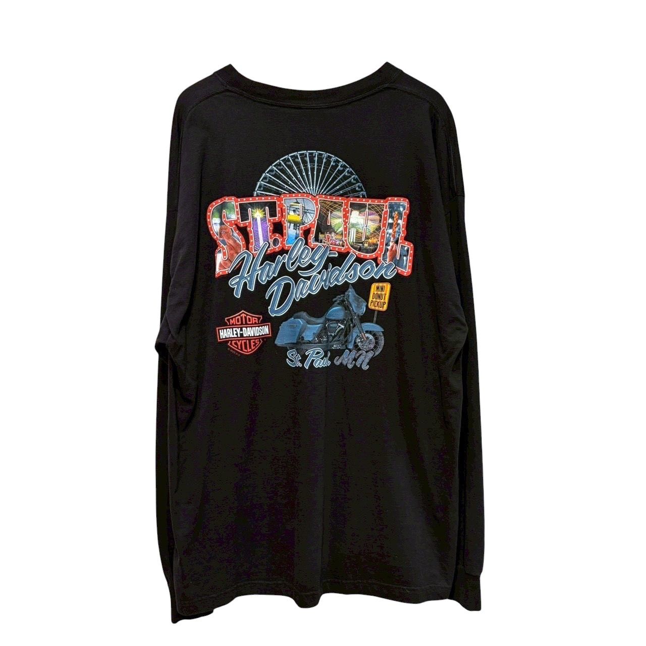 00s ビンテージ ハーレーダビッドソン 両面プリント ロングスリーブ Tシャツ 2XL ブラック 00年代 HARLEY DAVIDSON ロンT