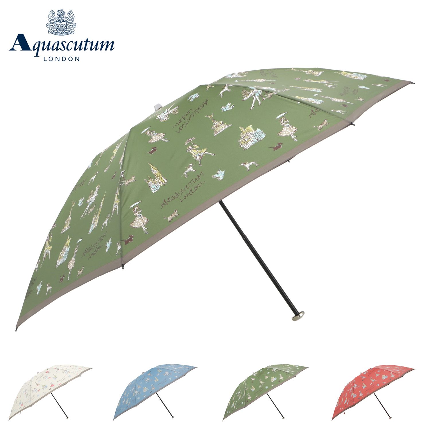 アクアスキュータム AQUASCUTUM 折りたたみ傘 雨傘 ガールプリント レディース 55cm 軽量 日本製 1AQ 17195