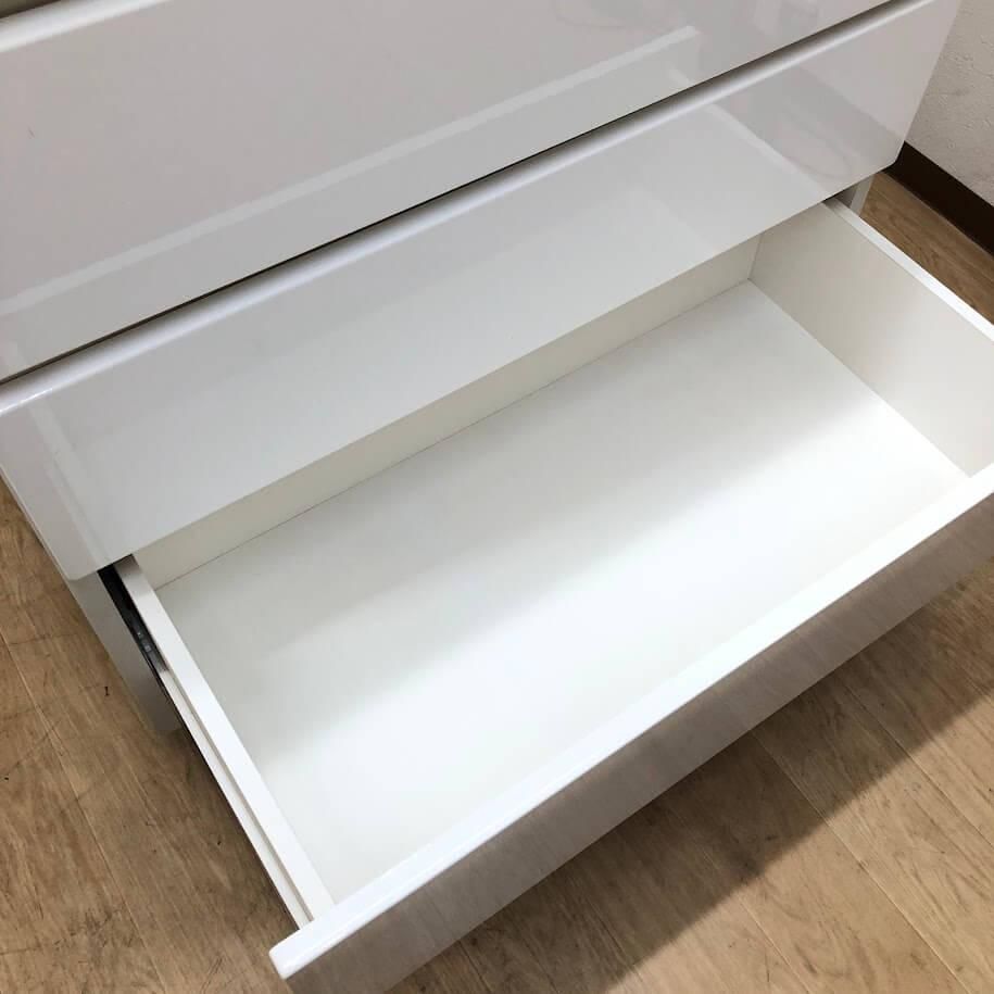ss8879 【中古】 チェスト 5段 引出6杯 ホワイト 鏡面仕上げ 幅80cm 