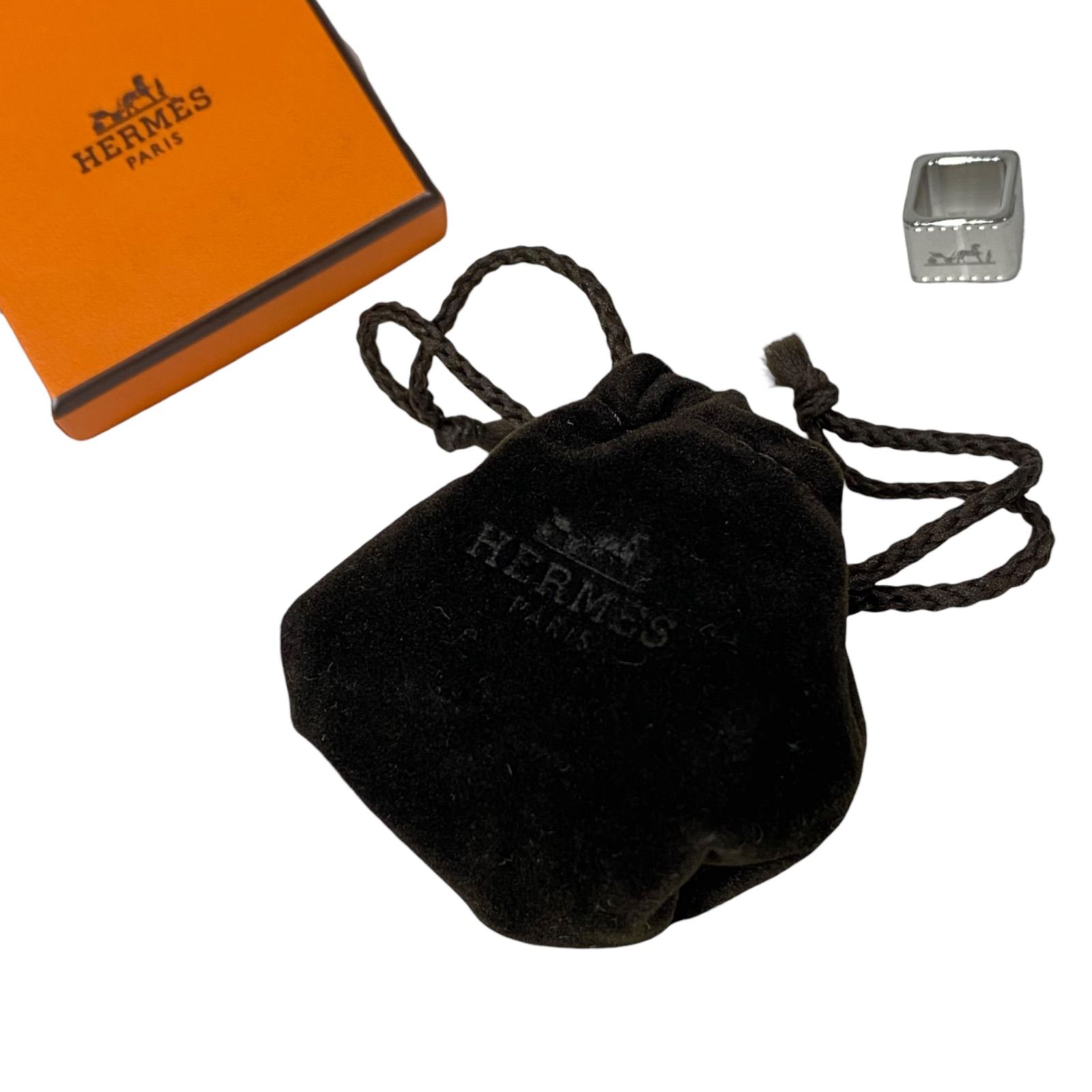 未使用 エルメス スカーフリング ミニ ボルデュック シルバー HERMES
