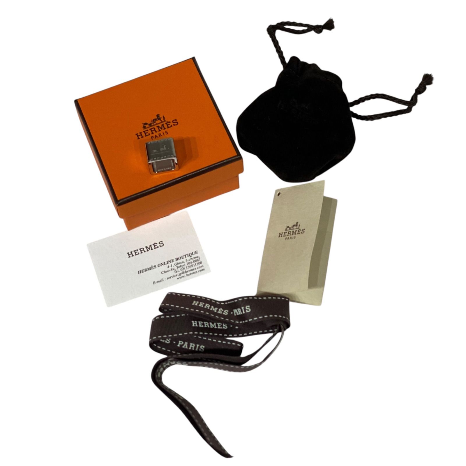 未使用 エルメス スカーフリング ミニ ボルデュック シルバー HERMES