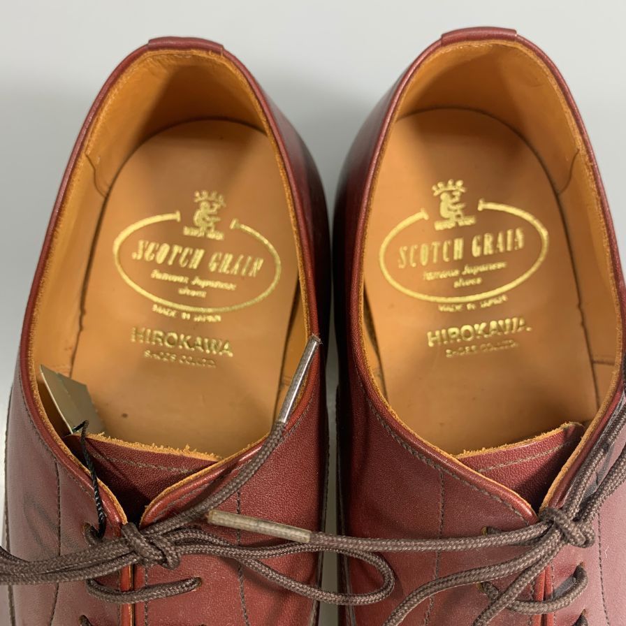 スコッチグレイン パンチドキャップトゥ カーフ バーガンディ サイズ