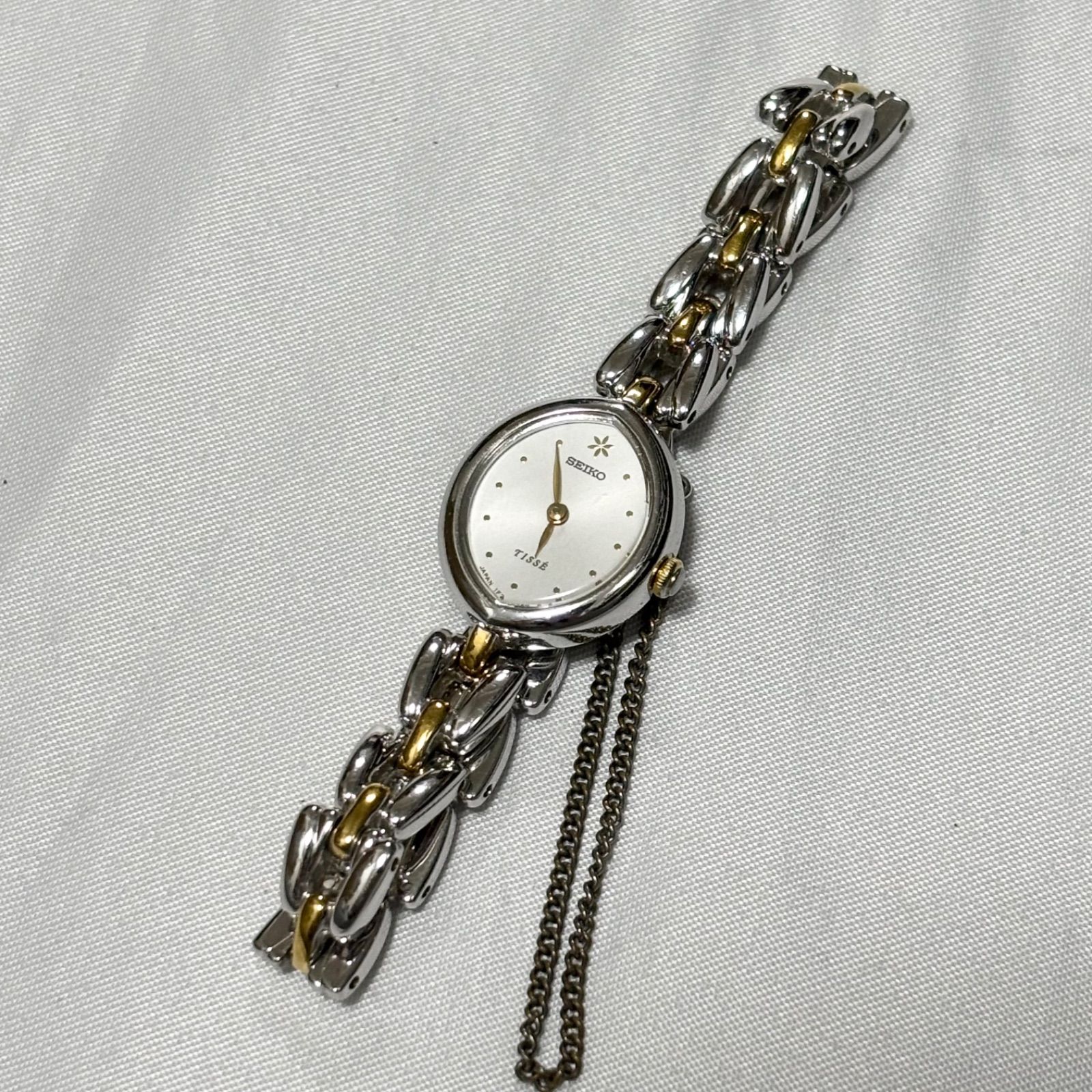 【送料無料】SEIKO/セイコー/TISSE/ティセ/1F20-5200/ホワイト×シルバー/クォーツ腕時計/電池切れ/動作未確認/ジャンク品扱い/中古品
