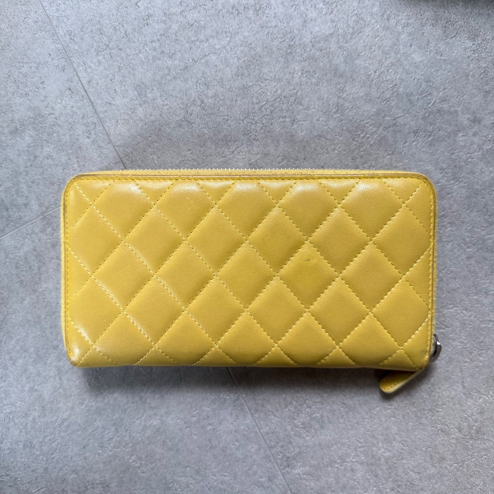 シャネル マトラッセ 二つ折りウォレット 長財布 黄色 イエロー CHANEL