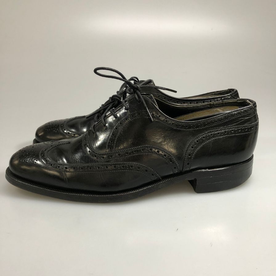 フローシャイム デザイナー コレクション ウィングチップ 青窓枠 ブラック メンズ サイズ7.5D FLORSHEIM ビジネスシューズ 約25.5cm【LA】【中古】 フローシャイム デザイナー コレクション ウィングチップ 青窓枠
