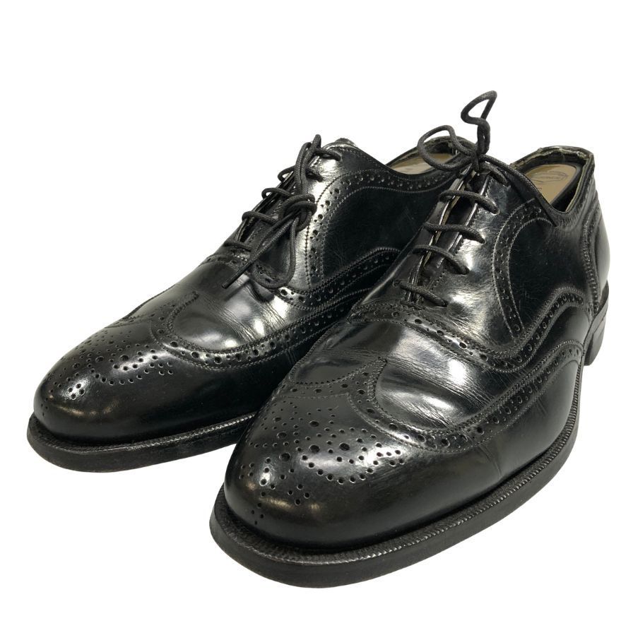 フローシャイム デザイナー コレクション ウィングチップ 青窓枠 ブラック メンズ サイズ7.5D FLORSHEIM ビジネスシューズ 約25.5cm【LA】【中古】 フローシャイム デザイナー コレクション ウィングチップ 青窓枠