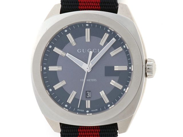 GUCCI グッチ ウォッチ 時計 142.3/YA142304 腕時計 ステンレススチール レッド クオーツ ネイビー文字盤 メンズ【中古】436