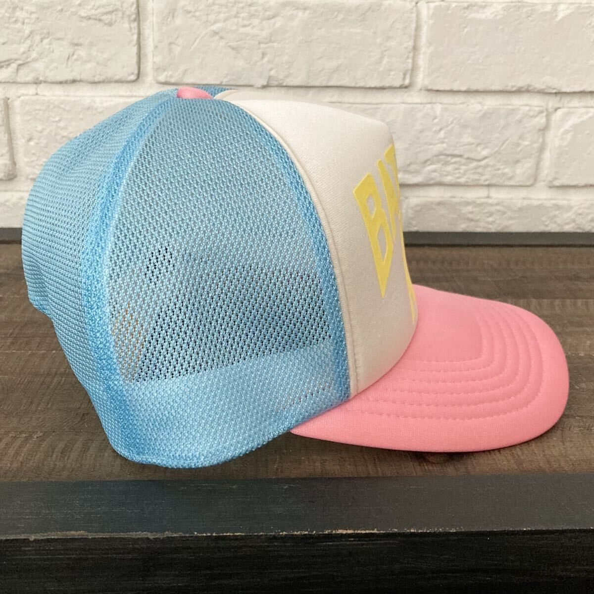 BAPE NYC LOGO メッシュ キャップ a bathing ape Cotton Candy Color trucker hat cap エイプ ベイプ アベイシングエイプ 帽子 NIGO yn15｜詳細画像