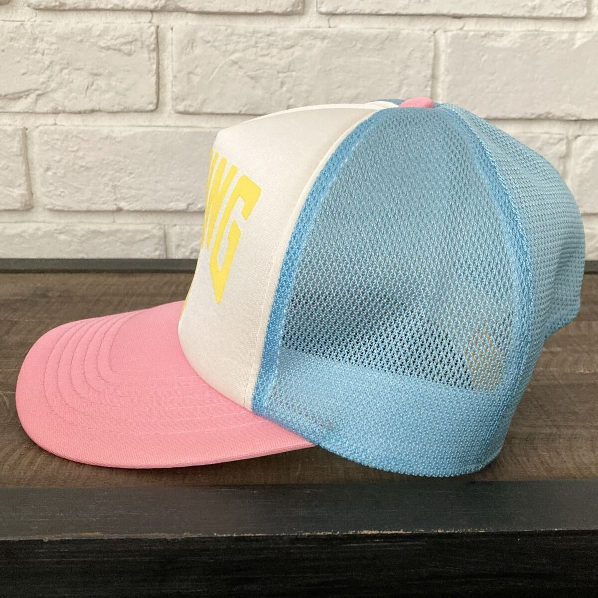BAPE NYC LOGO メッシュ キャップ a bathing ape Cotton Candy Color trucker hat cap エイプ ベイプ アベイシングエイプ 帽子 NIGO yn15｜詳細画像