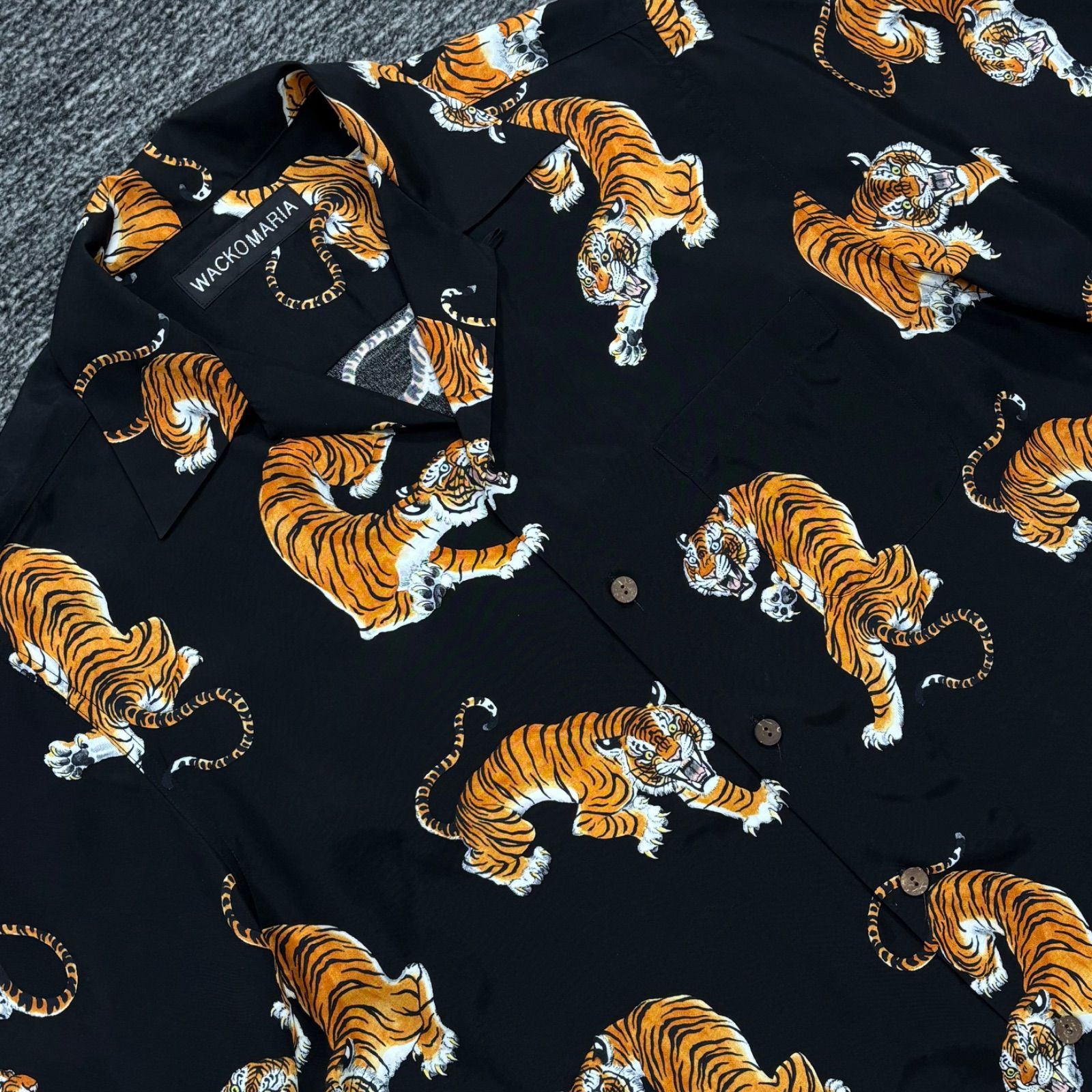 極美品 WACKO MARIA TIGER S/S HAWAIIAN SHIRT BLACK M ワコマリア