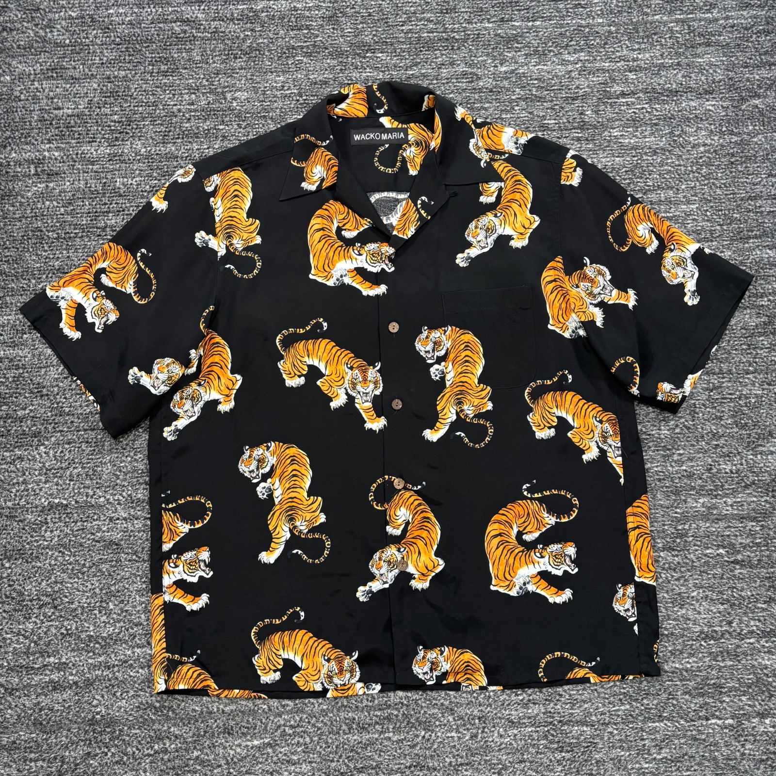 極美品 WACKO MARIA TIGER S/S HAWAIIAN SHIRT BLACK M ワコマリア