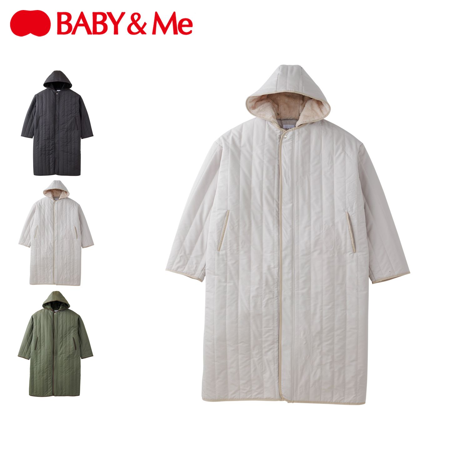 Baby&me ベビーアンドミー ロングコート アウター メンズ レディース フード付き 大きいサイズ オリーブ MT-21