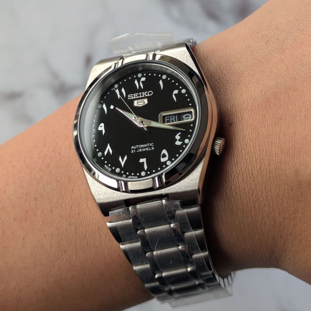 OH済 稼働品 SEIKO セイコー5 自動巻き 10s 希少黒文字盤 アラビア数字