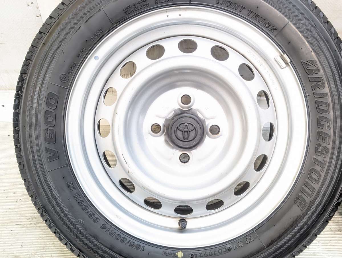 155/80R14 88/86N LT ブリヂストン V600 トヨタ純正 AL 14x5.0 100-4穴 
