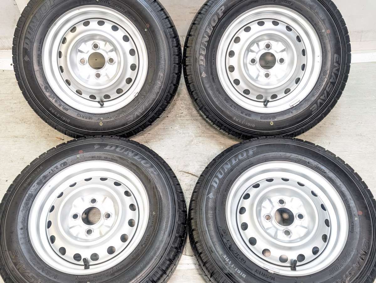 165R13 6PR ダンロップ エナセーブ VAN01 日産純正 13x5.0 100-4穴 中古タイヤ サマータイヤ ホイールセット 4本セット s13260526033