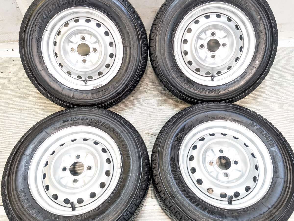 165R13 6PR nブリヂストン V600 n日産純正  n13x5.0  100-4穴 nタイヤ サマータイヤ ホイールセット 4本セットn s13260526047