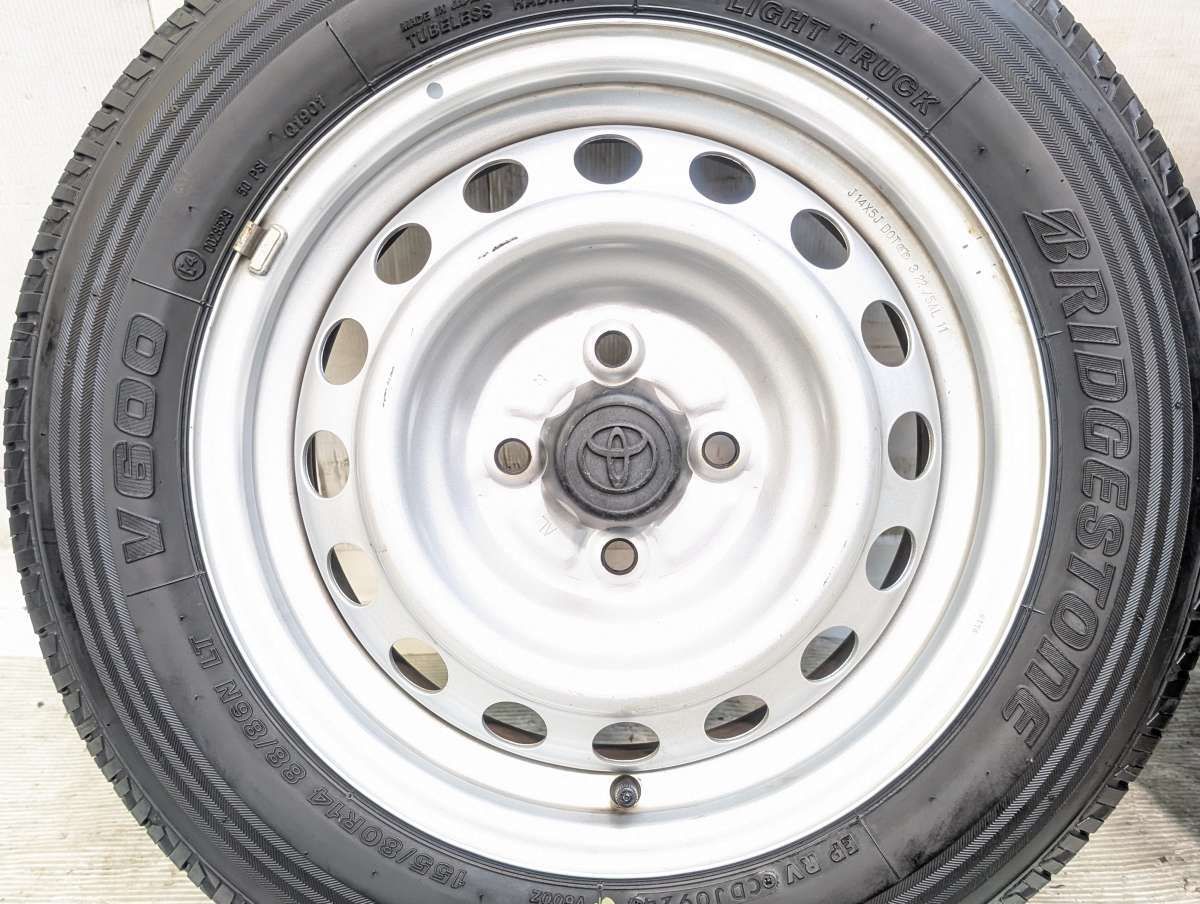 155/80R14 88/86N LT ブリヂストン V600 トヨタ純正 AL 14x5.0 100-4穴 