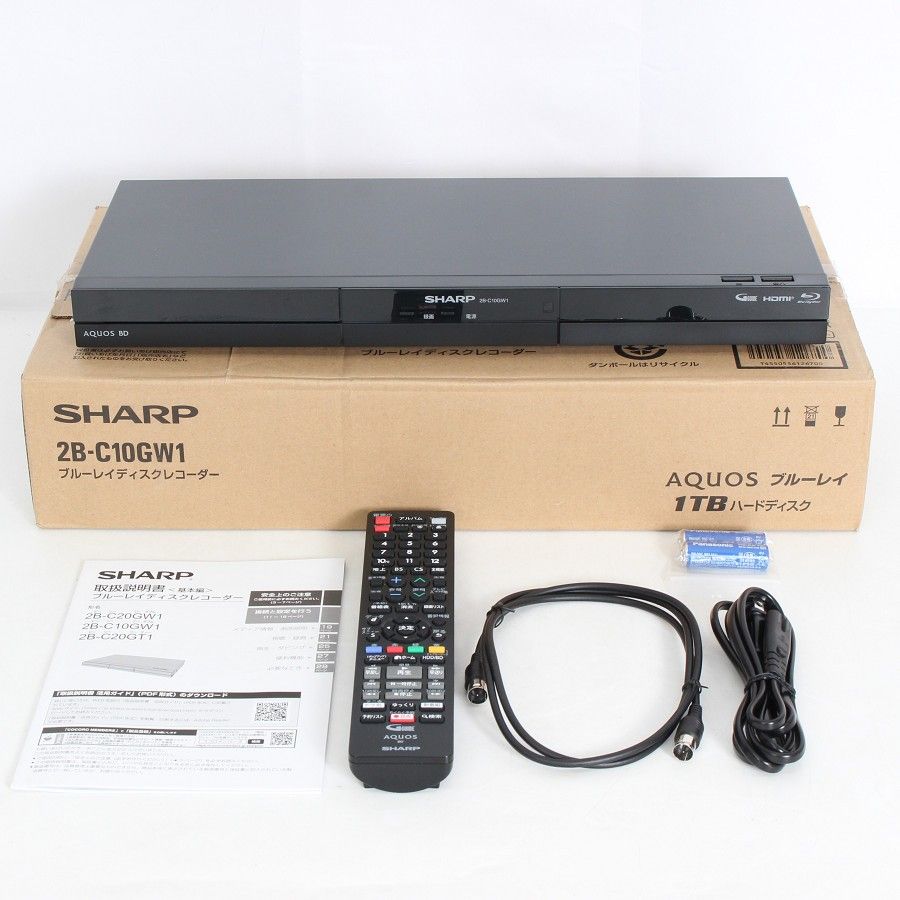 J928 SHARP ブルーレイレコーダー 2B-C10CW1 2020年製 商品の説明