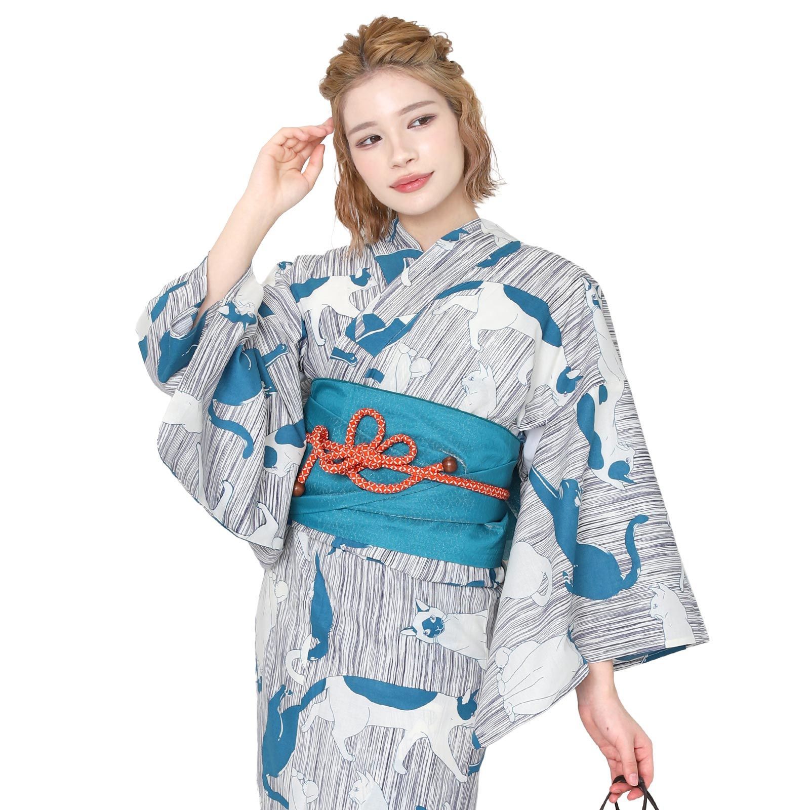 新品 女浴衣単品 綿100％レディース浴衣 フリーサイズ 猫 - メルカリ