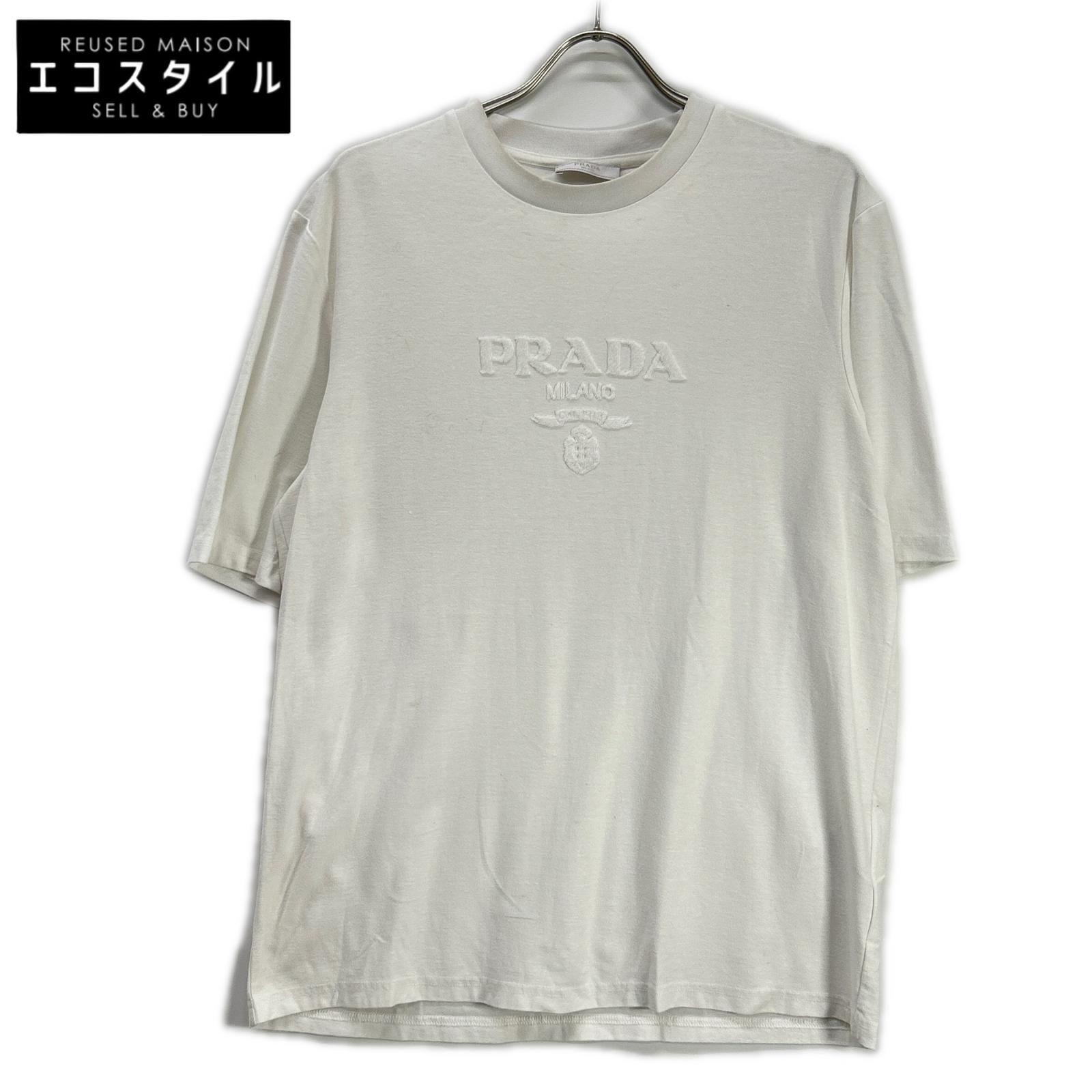 PRADA　プラダ　UJN897 ホワイト コットン×ナイロン テクニカルコットンTシャツ