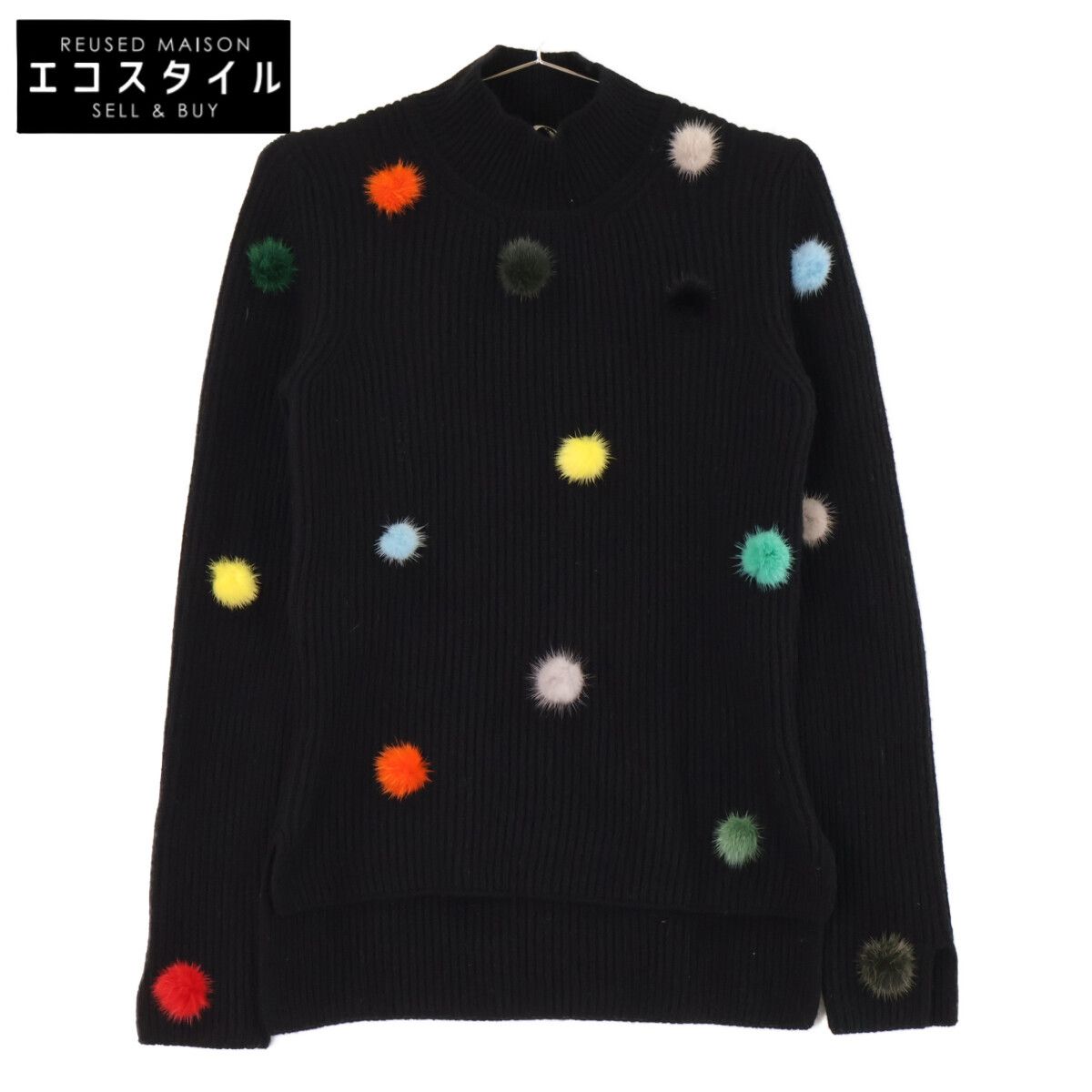 FENDI　フェンディ　【国内正規】FZZ987 カシミヤ100％ ポンポン付 ハイネックニットセーター　38
