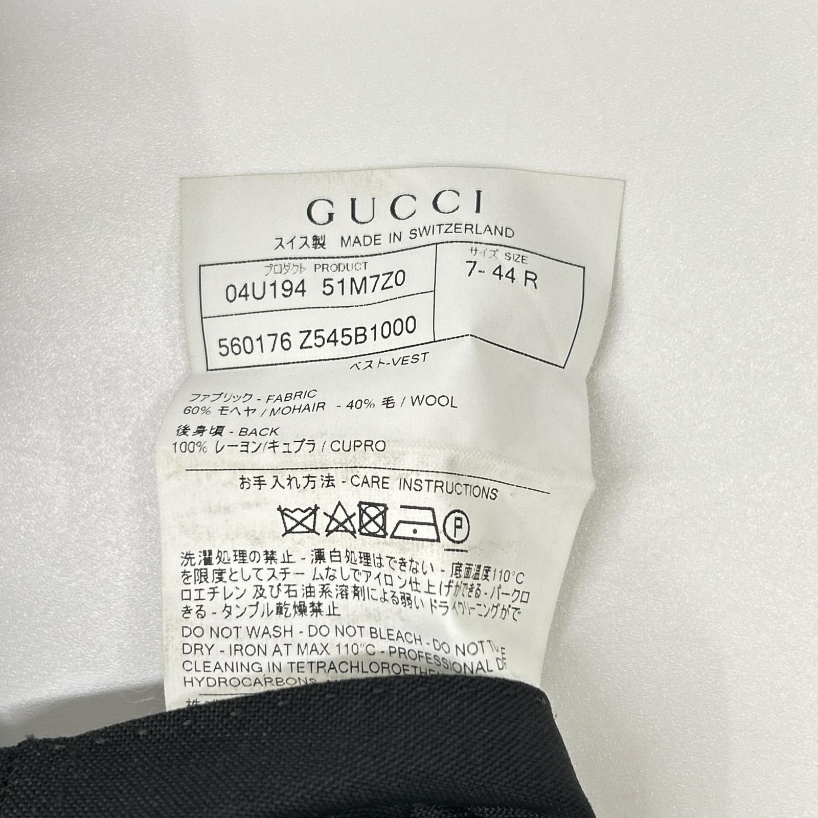 GUCCI グッチ 51M7Z0 ブラック モヘヤ×ウール タキシード ジレ 44R