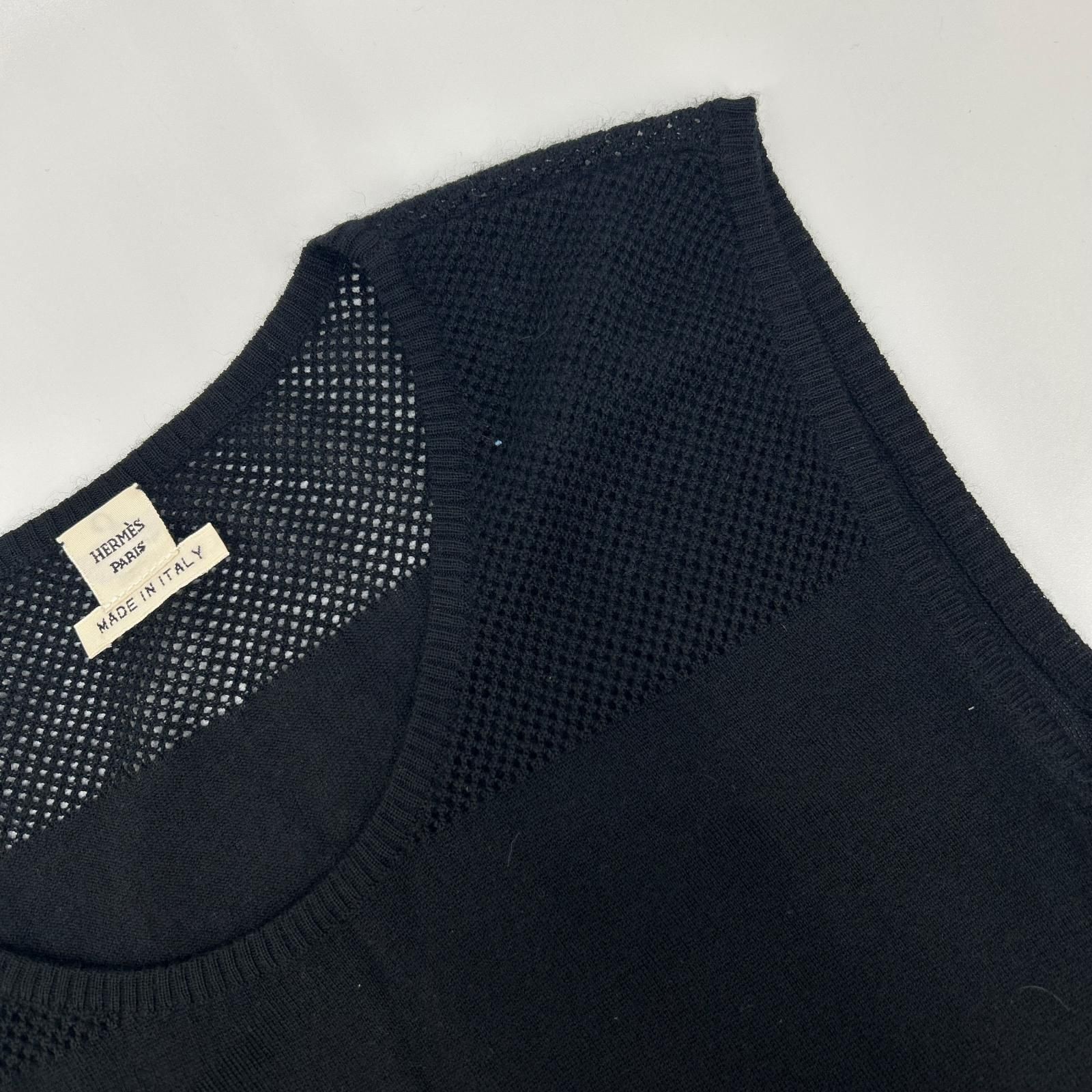 HERMES エルメス ルメール期 ブラック カシミヤ ノースリーブ ニット