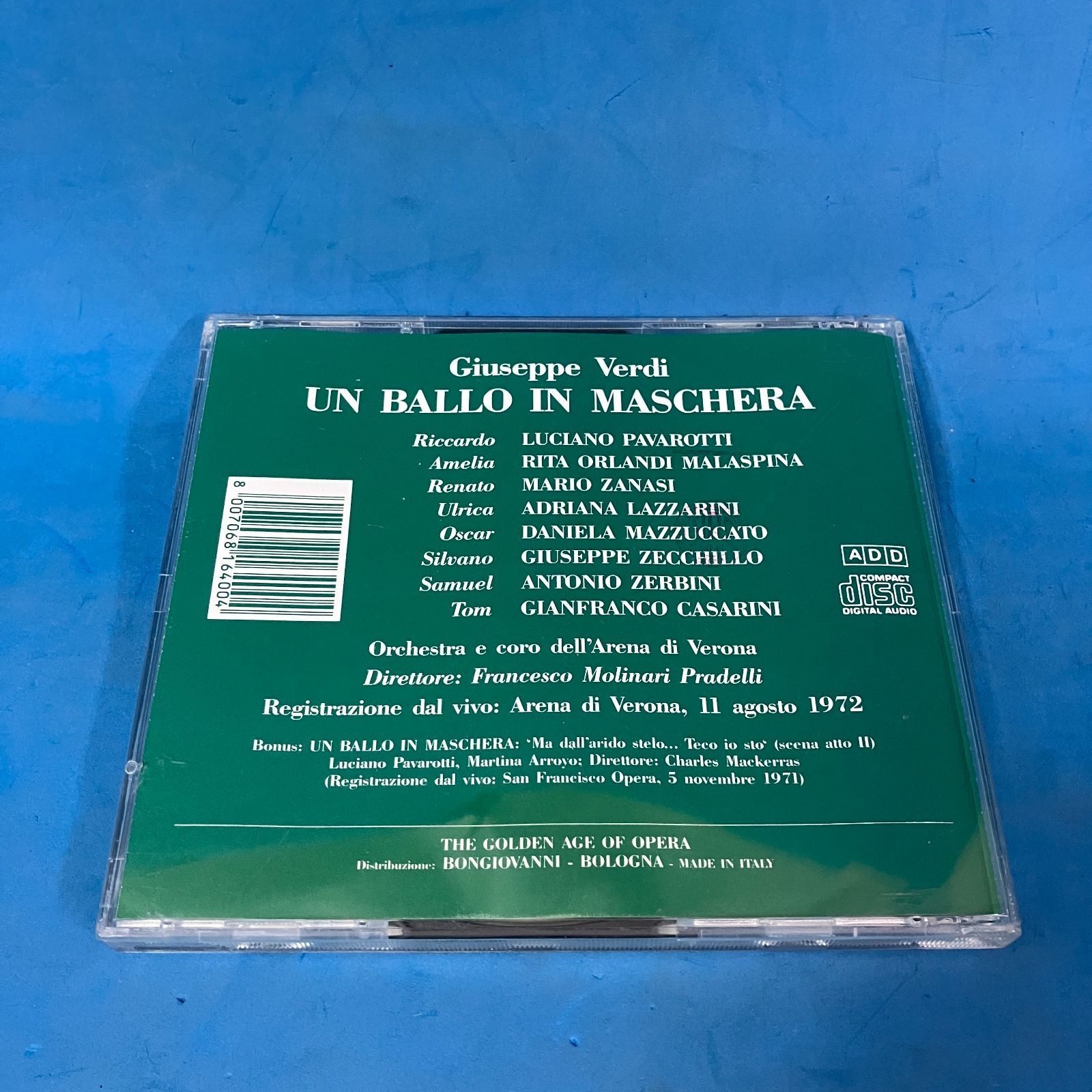 ヴェルディ：仮面舞踏会 (Verona 1972年 ライブ録音)』 CD2枚組 The