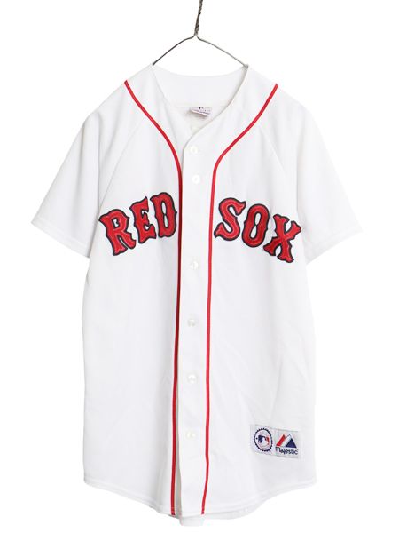 USA製 レッドソックス ベースボール シャツ メンズ M 程 MLB オフィシャル マジェスティック 大リーグ ユニフォーム ゲームシャツ ジャージ
