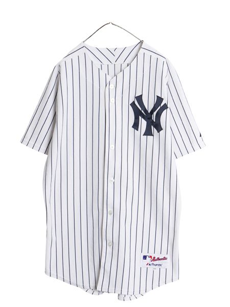 USA製 ヤンキース ベースボール シャツ メンズ XXL 程 MLB オフィシャル マジェスティック ユニフォーム 大リーグ 半袖シャツ 大きいサイズ