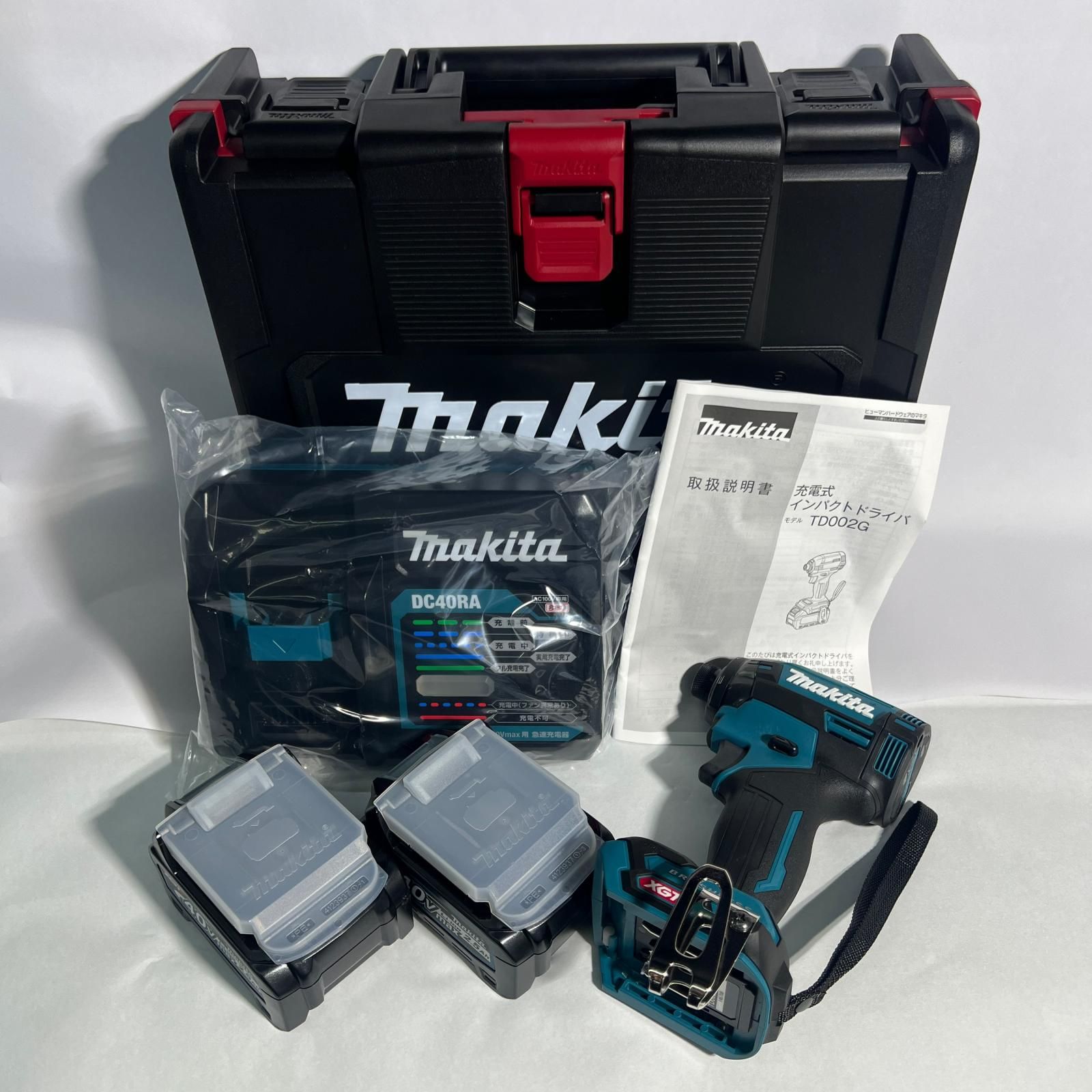MAKITA マキタ 40V 2.5Ah バッテリ2本 充電器 ケース付 TD002GRDX ブルー 未使用品