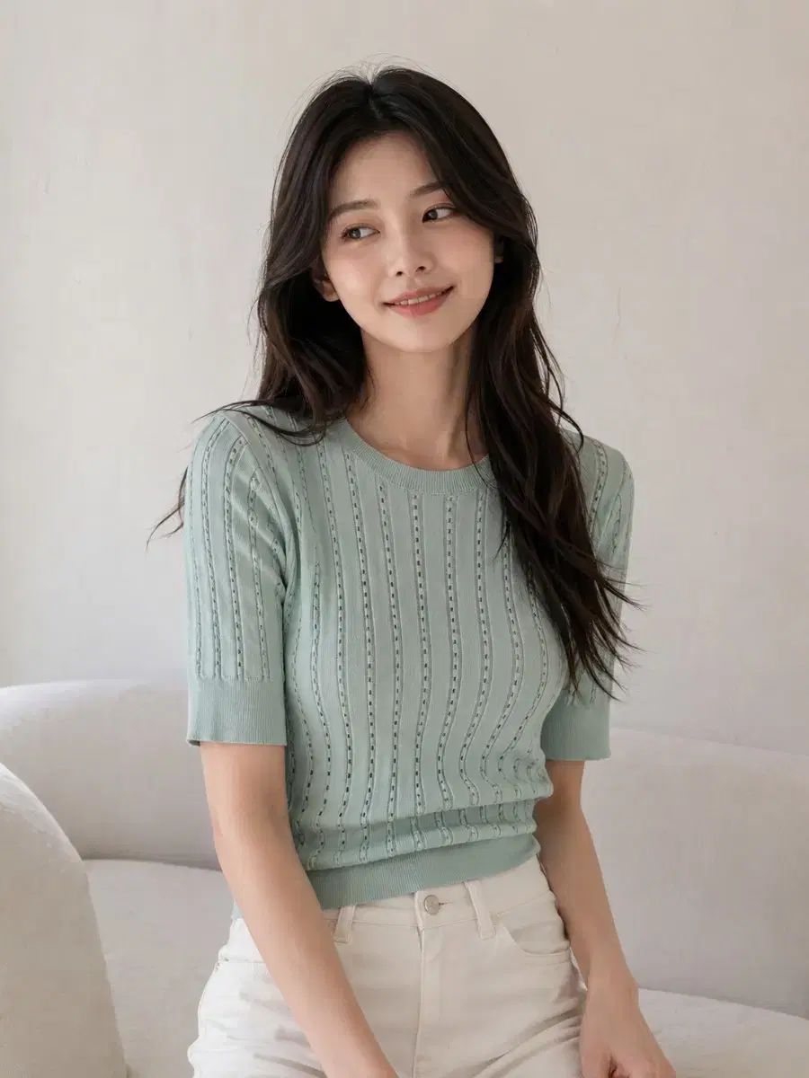 新品 アンドレ・モリス ミント コットン ニット