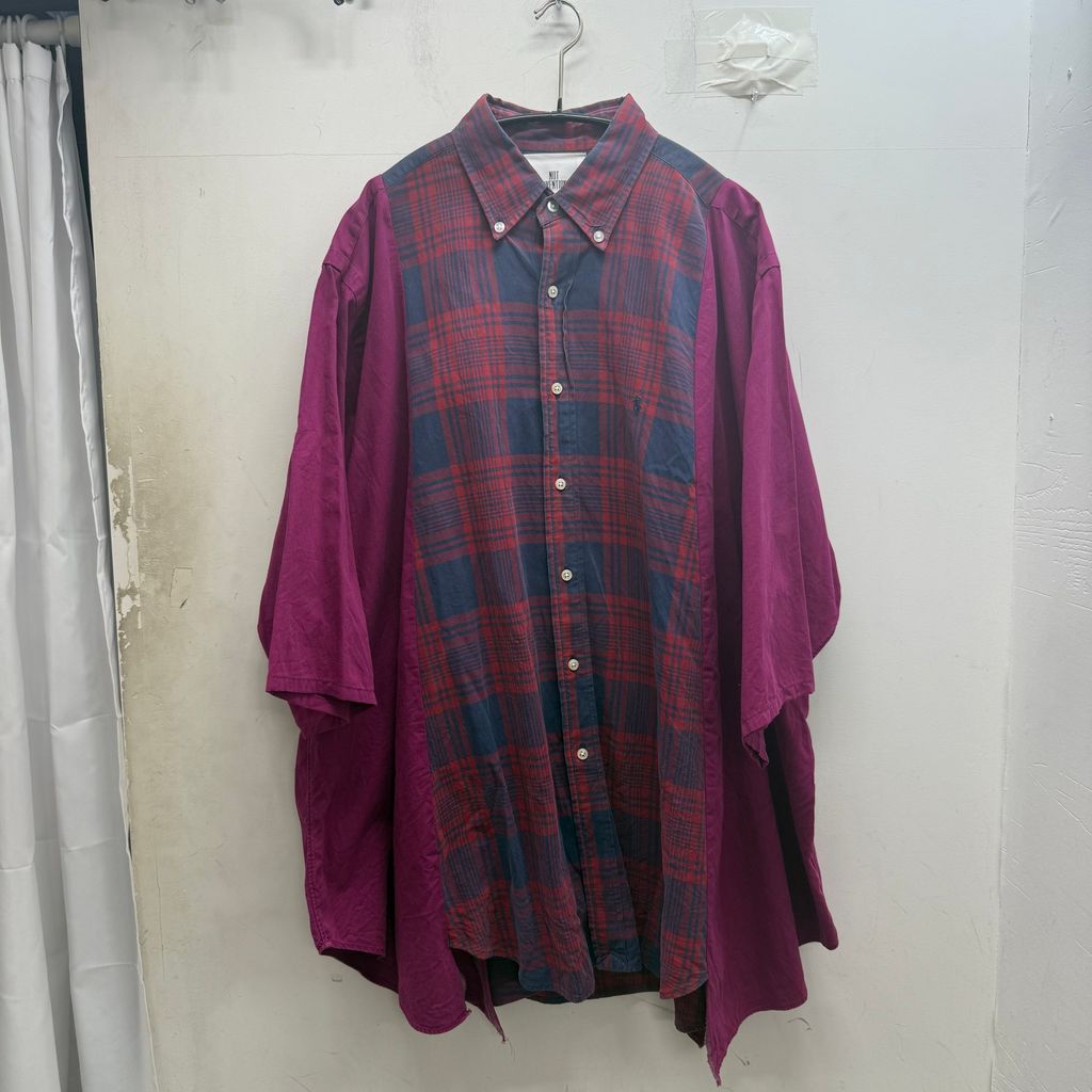NOT CONVENTIPNAL ノットコンベンショナル Docking Check Shirt ドッキングシャツ レッド系 size:M 【中目黒B07】