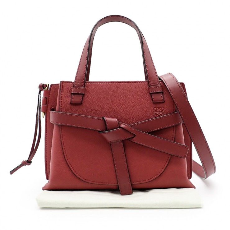 ロエベ　ハンドバッグ　ミニボストン　センダ　ボルドー　レザー 美品 LOEWE ロエベ ゲート トップハンドル ミニ ハンドバッグ 2way