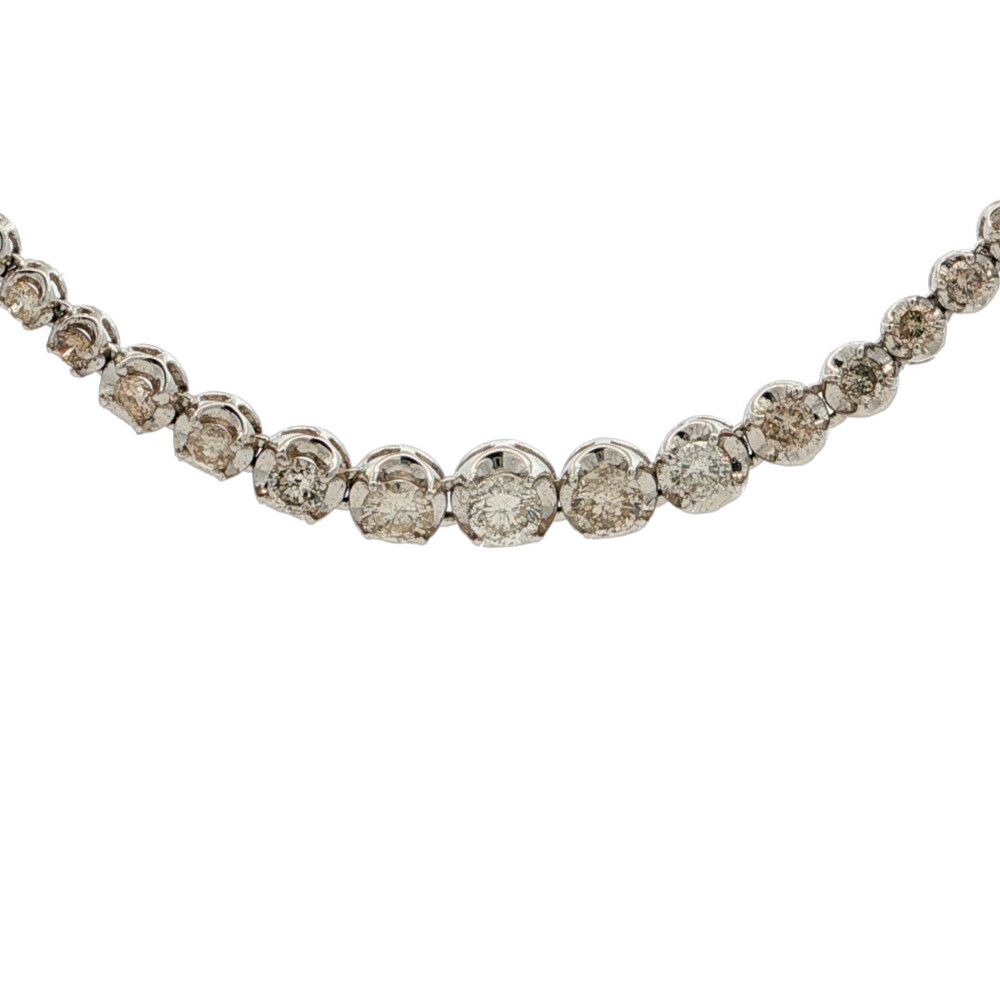 5.00ct テニスセッティング ダイヤモンドネックレス ペンダント K18WG/750-13.3g ホワイトゴールド【♀】【S】【レディース】★■619680【中古】