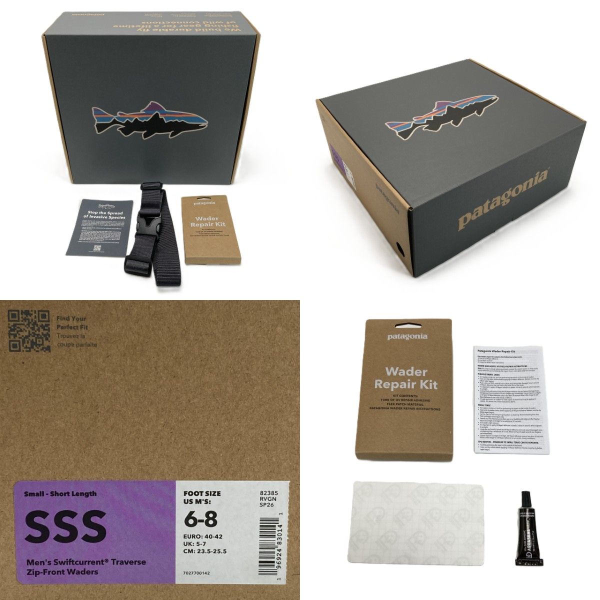 Patagonia パタゴニア スウィフトカレント トラバーズ ジップフロント ウェーダー SSS 82385 リペアキット付き