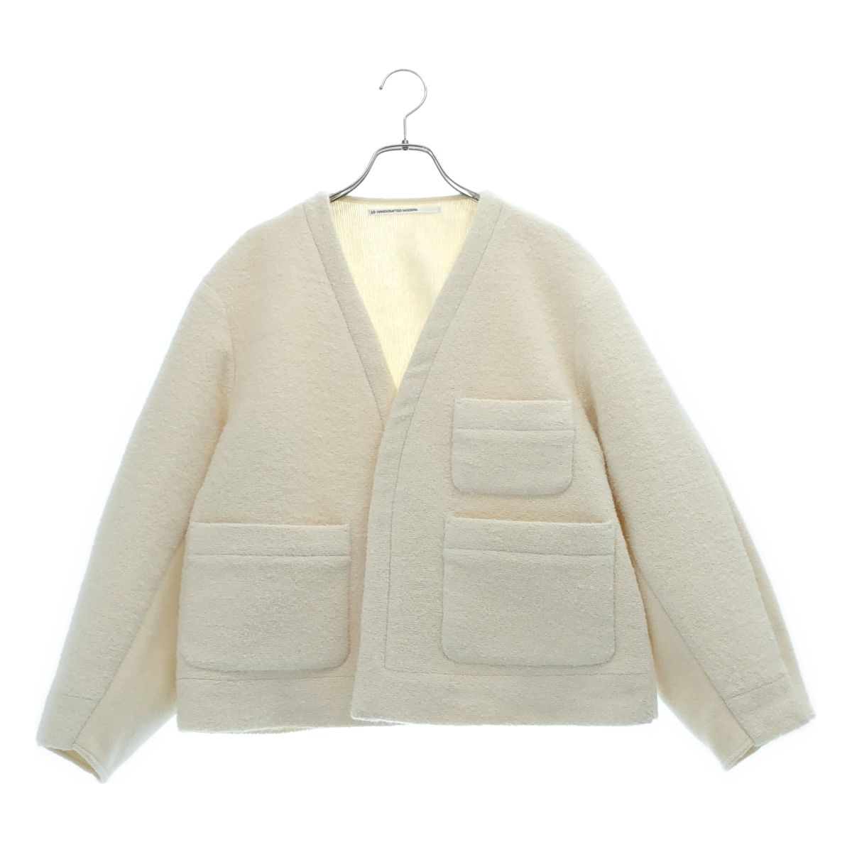 【美品】 TENNE HANDCRAFTED MODERN / テンハンドクラフテッドモダン | WEAVE AND KNIT NO COLLAR JACKET アンゴラ ノーカラージャケット | F | アイボリー | レディース