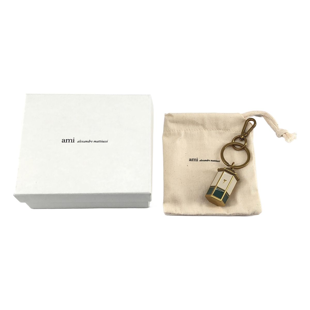 【美品】 AMI Alexandre Mattiussi / アミ・アレクサンドルマテュッシ | Ami De Coeur キオスク キーリング | エクリュ/グリーン 7,224円