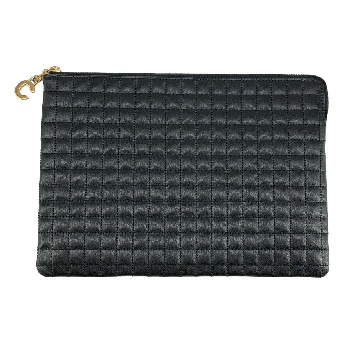 【美品】  CELINE / セリーヌ | Cチャーム キルティングレザー ポーチ | ブラック