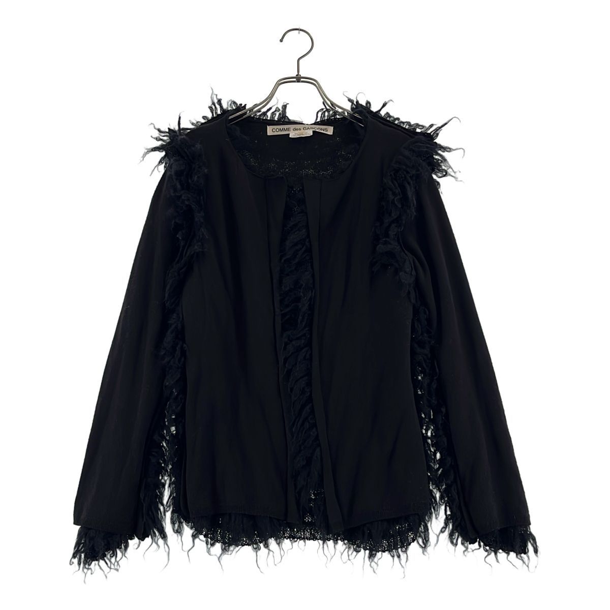 COMME des GARCONS / コムデギャルソン | 2018AW | ウール混 ドッキング フリンジ カーディガン | XS | ブラック | レディース