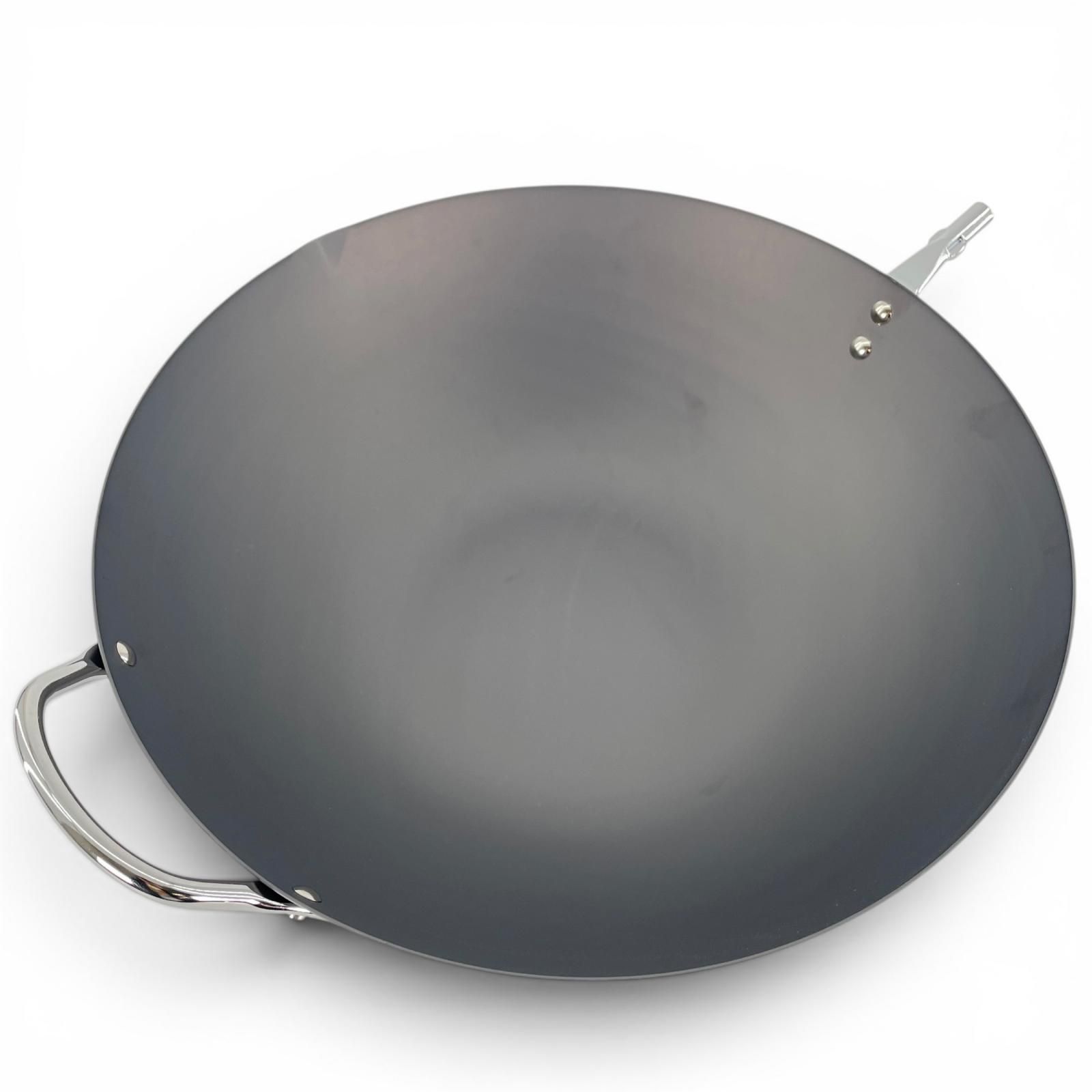 未使用品 River light リバーライト Beijing Wok 北京鍋 無地 中華鍋 グレー 右口 極PREMIUM 日本未発売モデル IH非対応【中古】【送料無料】