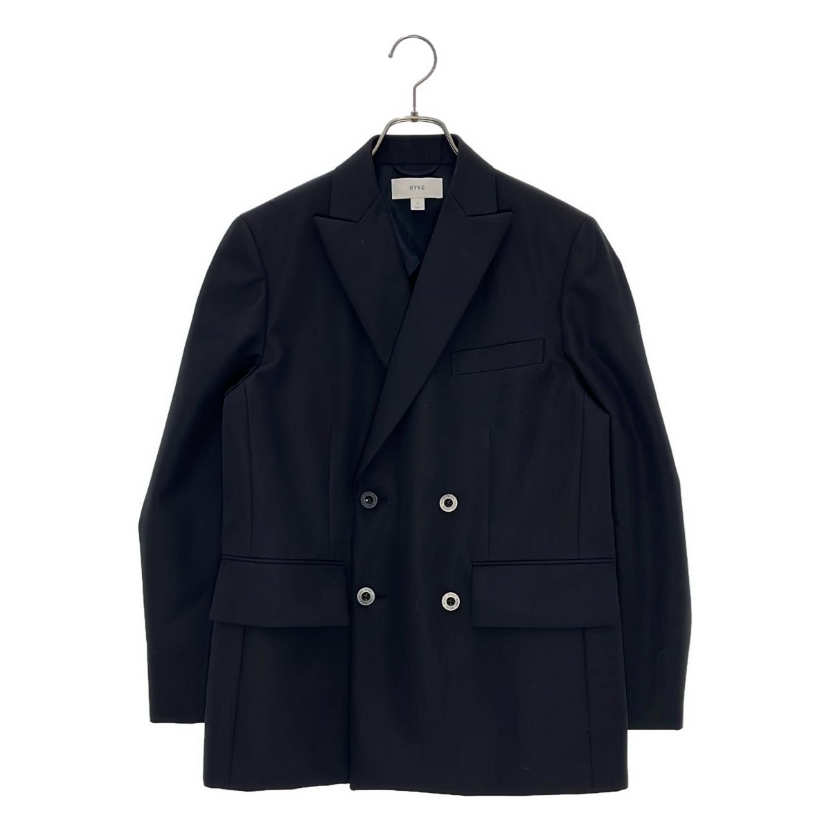 【美品】 HYKE / ハイク | 2024SS | ロゴボタン ダブルブレスト ジャケット | 1 | ブラック | レディース 8,785円