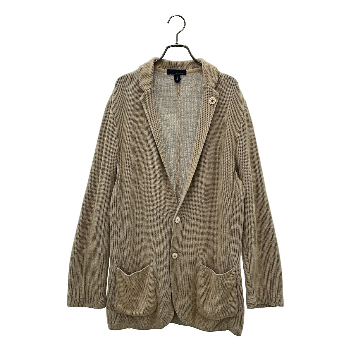 LARDINI / ラルディーニ | コットン リネン 鹿の子編み ニット テーラードジャケット | M | ベージュ | メンズ
