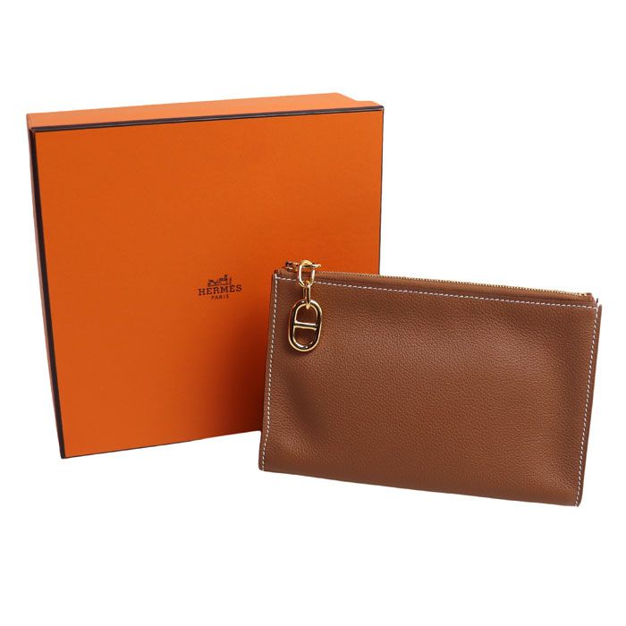 HERMES エルメス ジップアンゴーPM ポーチ ゴールド H084321CC37